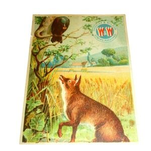 Antique Wheeler & Wilson Sewing Machine Trade Card The Fox and Crow Fable 3x4.5‎